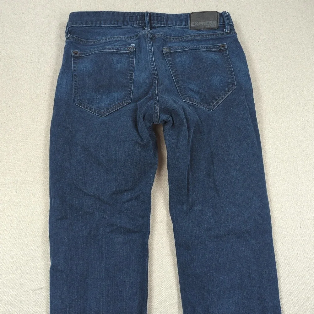Express‎ Jeans Mens 33x30 Blue Kingston Classic Straight Dark Wash Stretch